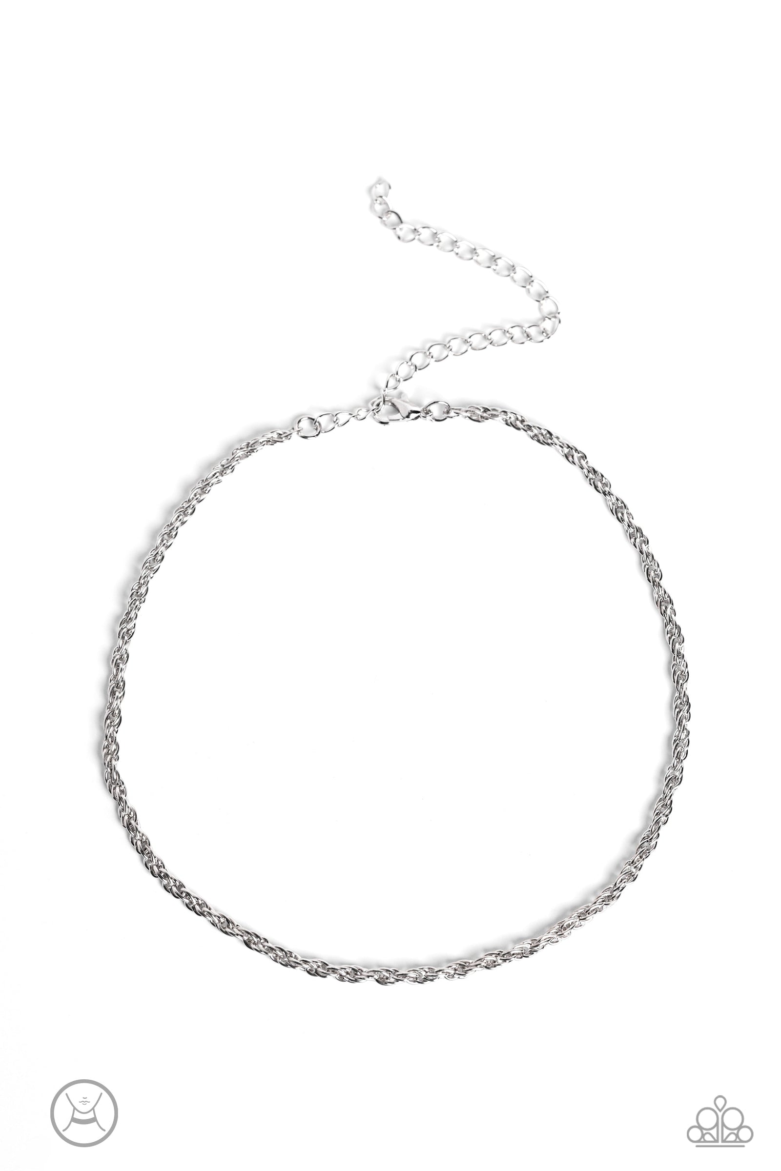 Glimmer of ROPE Silver Choker Necklace - Paparazzi Accessories- lightbox - CarasShop.com - Paparazzi Jewelry by Cara Jewels