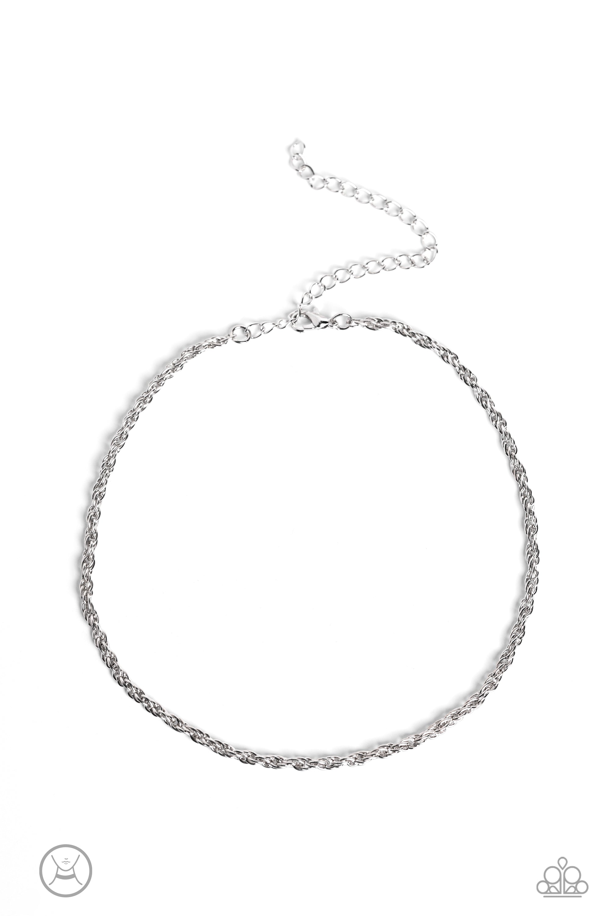 Glimmer of ROPE Silver Choker Necklace - Paparazzi Accessories- lightbox - CarasShop.com - Paparazzi Jewelry by Cara Jewels
