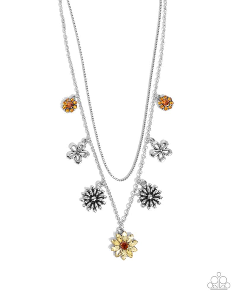 Glinting Garden Yellow Necklace - Paparazzi Accessories- lightbox - CarasShop.com - Paparazzi Jewelry by Cara Jewels