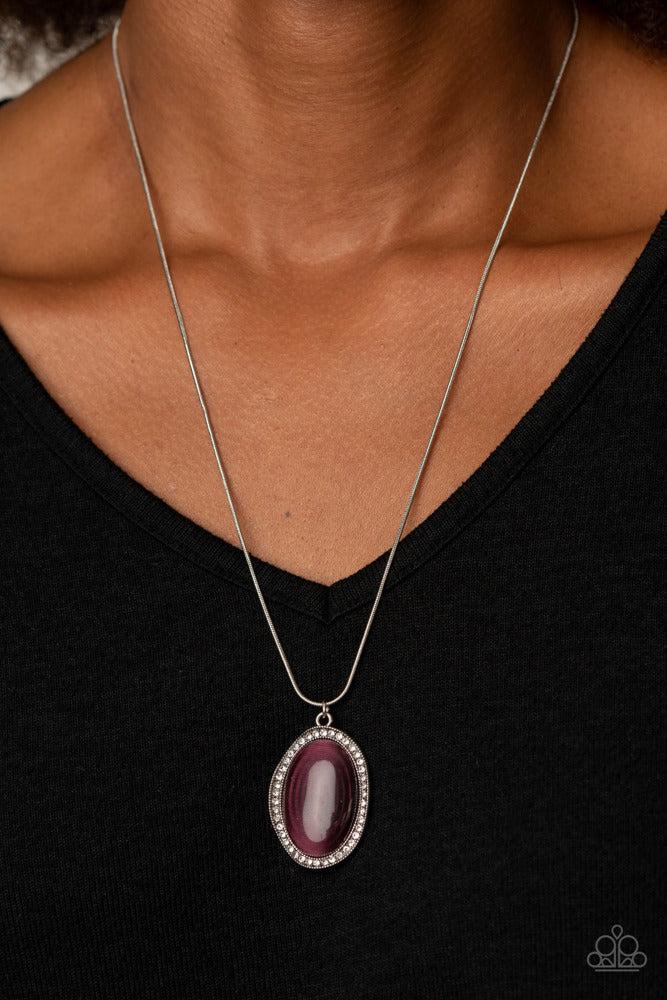 Glisten to This Purple Gem Necklace - Paparazzi Accessories- on model - CarasShop.com - Paparazzi Jewelry by Cara Jewels
