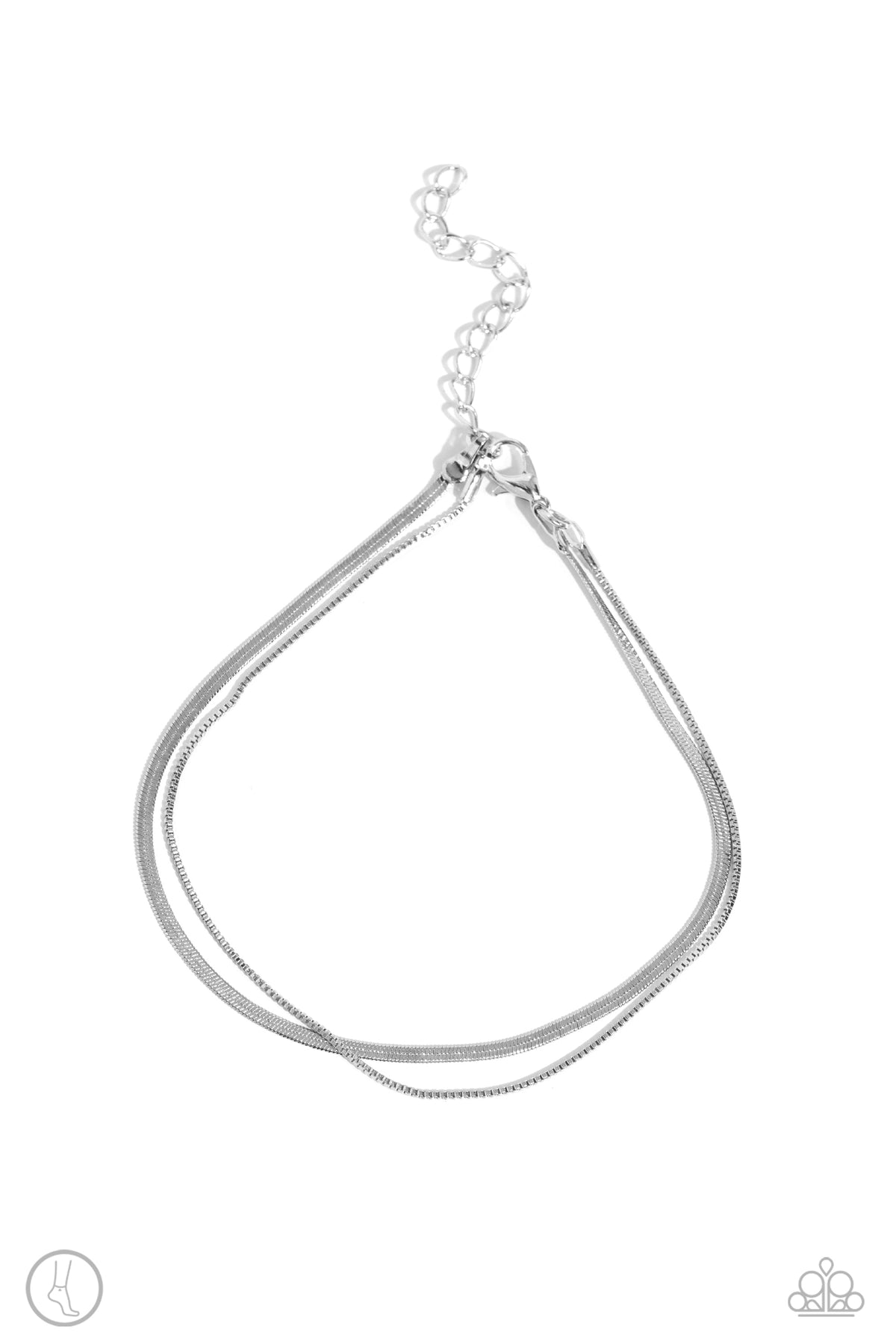Glistening Gauge Silver Chain Anklet - Paparazzi Accessories- lightbox - CarasShop.com - Paparazzi Jewelry by Cara Jewels