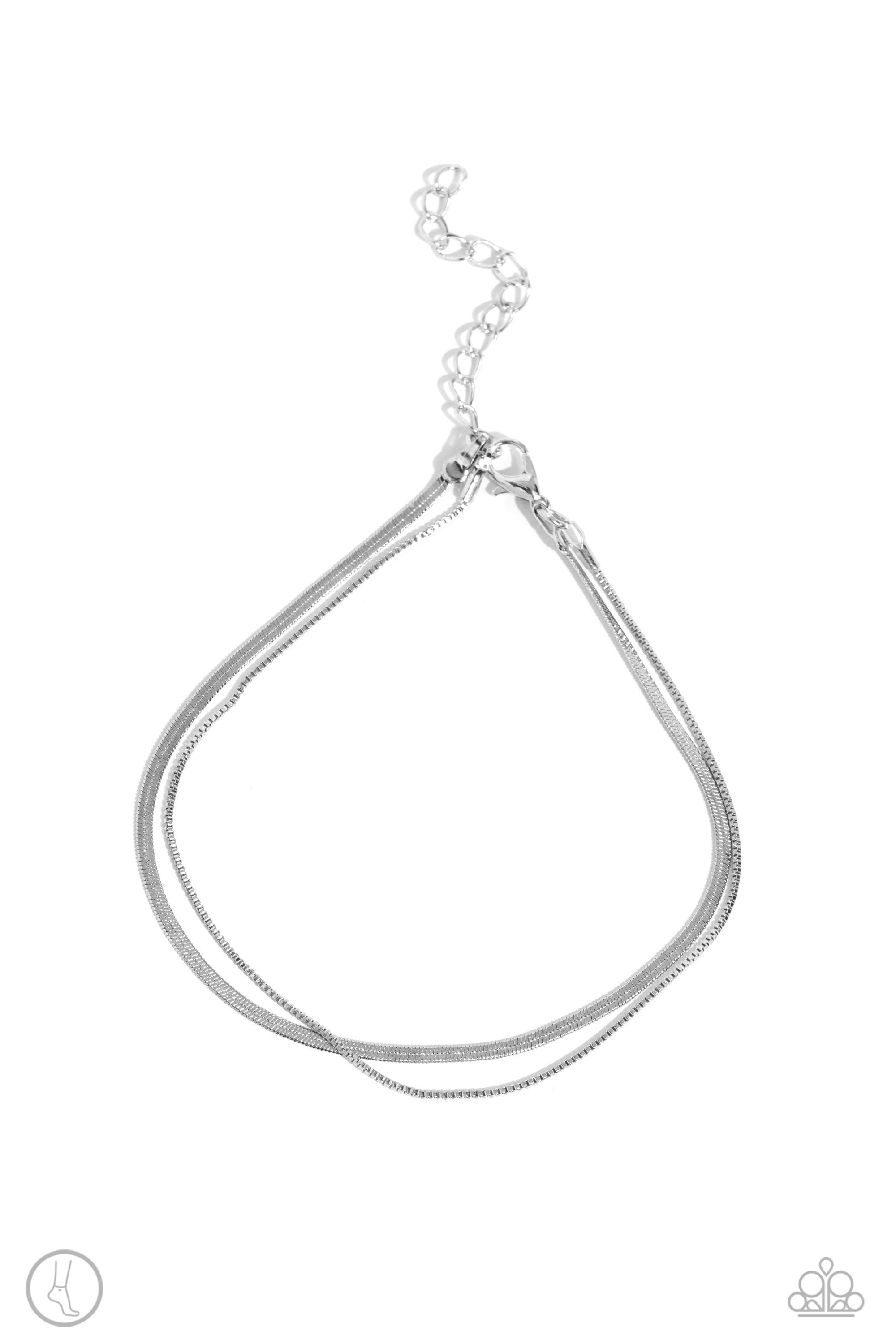 Glistening Gauge Silver Chain Anklet - Paparazzi Accessories- lightbox - CarasShop.com - Paparazzi Jewelry by Cara Jewels