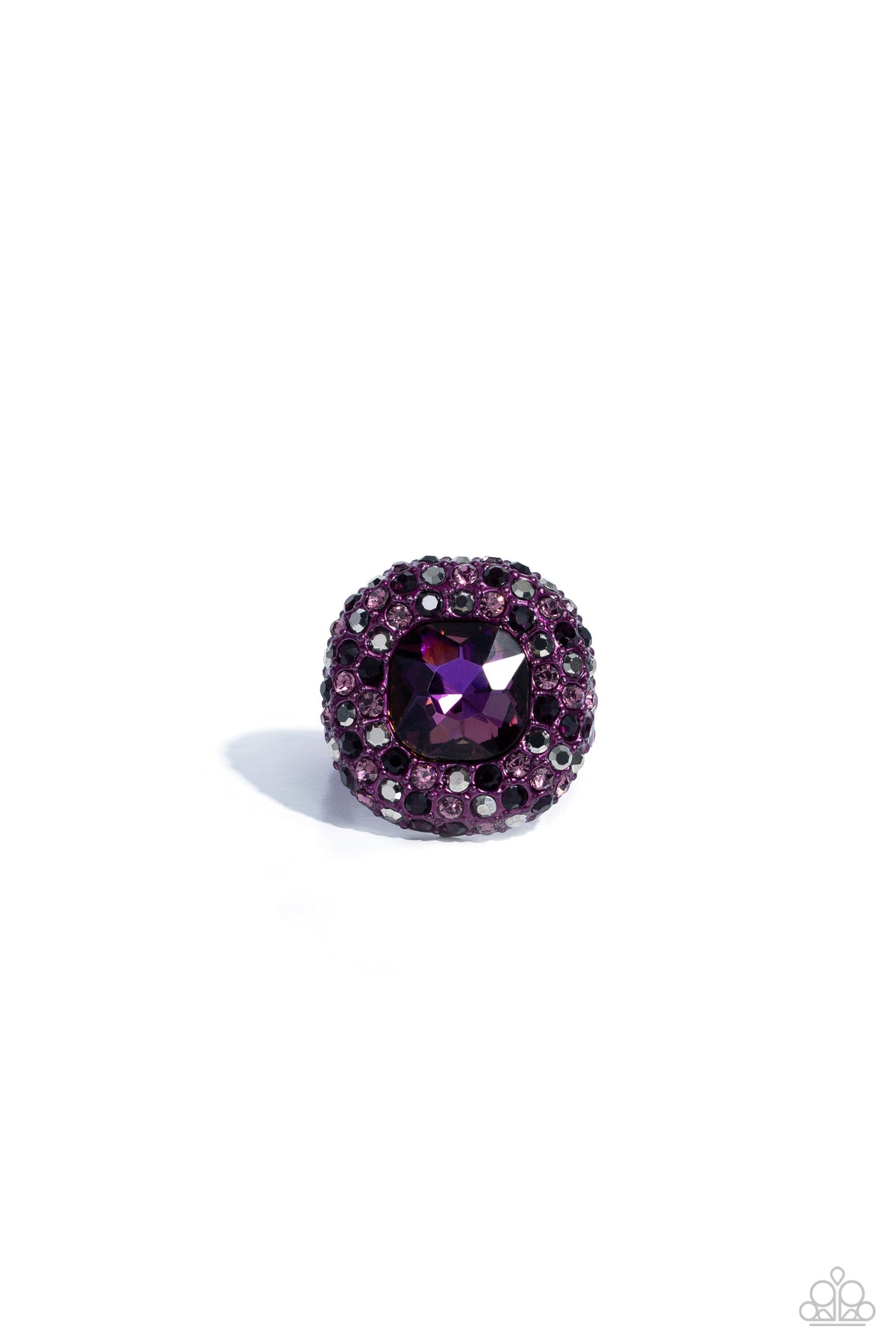 Glistening Grit Purple Rhinestone Ring - Paparazzi Accessories- lightbox - CarasShop.com - Paparazzi Jewelry by Cara Jewels