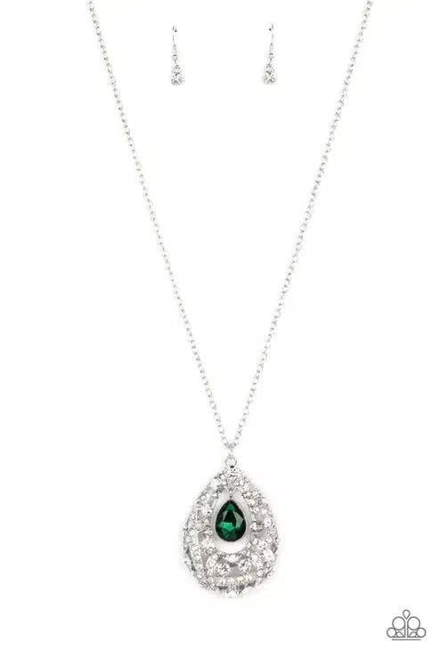 Glitz and GLOW Green Necklace - Paparazzi Accessories- lightbox - CarasShop.com - Paparazzi Jewelry by Cara Jewels