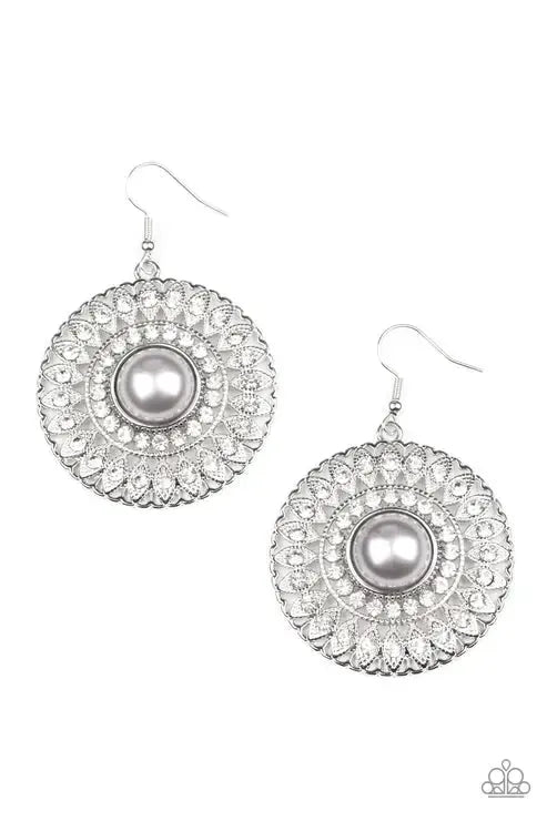 Glorified Glitz Silver Earrings - Paparazzi Accessories- lightbox - CarasShop.com - Paparazzi Jewelry by Cara Jewels