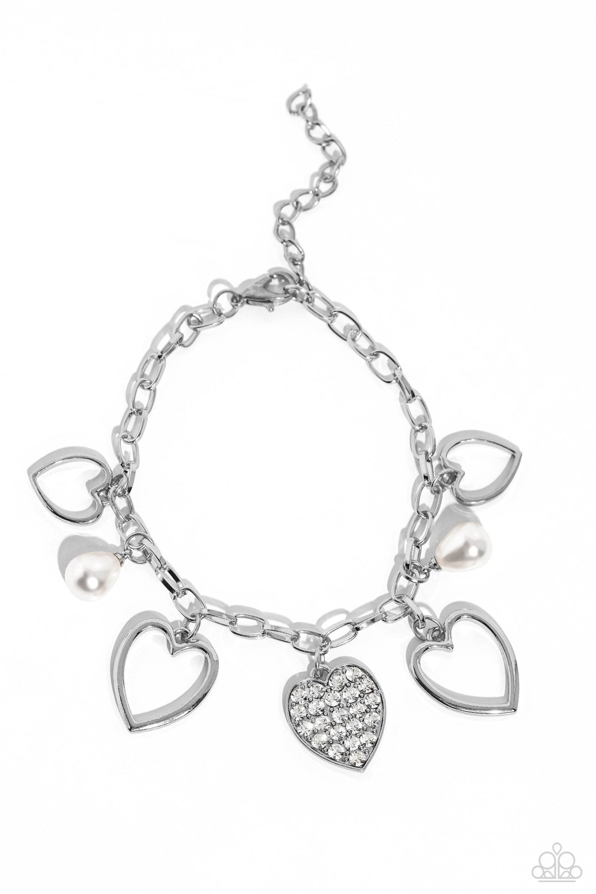 GLOW Your Heart White Bracelet - Paparazzi Accessories- lightbox - CarasShop.com - Paparazzi Jewelry by Cara Jewels