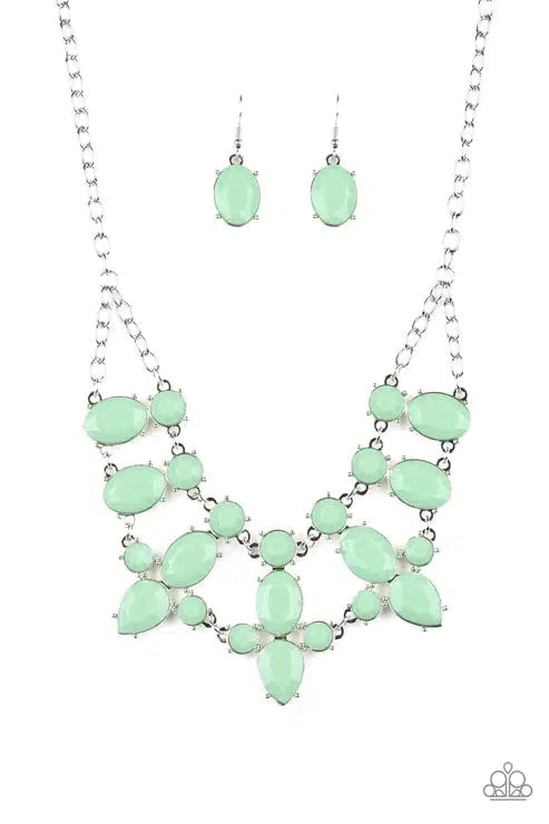Goddess Glow Mint Green Bead Necklace - Paparazzi Accessories- lightbox - CarasShop.com - Paparazzi Jewelry by Cara Jewels