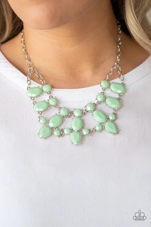Goddess Glow Mint Green Bead Necklace - Paparazzi Accessories- lightbox - CarasShop.com - Paparazzi Jewelry by Cara Jewels