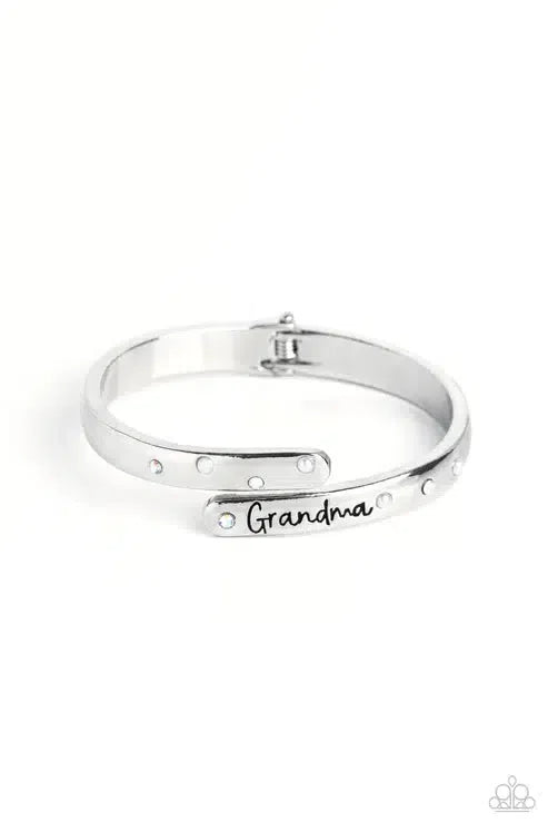 Gorgeous Grandma White Bracelet - Paparazzi Accessories- lightbox - CarasShop.com - Paparazzi Jewelry by Cara Jewels