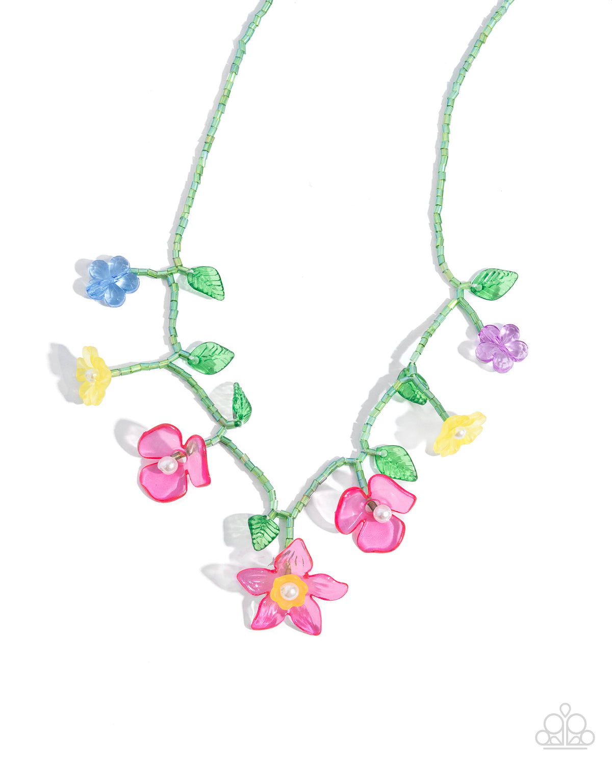 Gourmet Garden Pink Floral Necklace - Paparazzi Accessories- lightbox - CarasShop.com - Paparazzi Jewelry by Cara Jewels