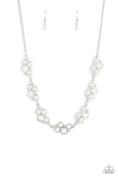 GRACE To The Top White Necklace - Paparazzi Accessories- lightbox - CarasShop.com - Paparazzi Jewelry by Cara Jewels