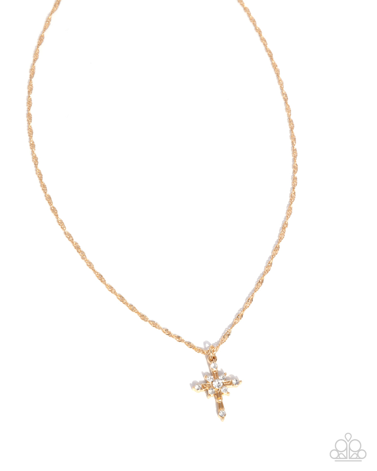 Graceful Glory Gold Cross Necklace - Paparazzi Accessories- lightbox - CarasShop.com - Paparazzi Jewelry by Cara Jewels