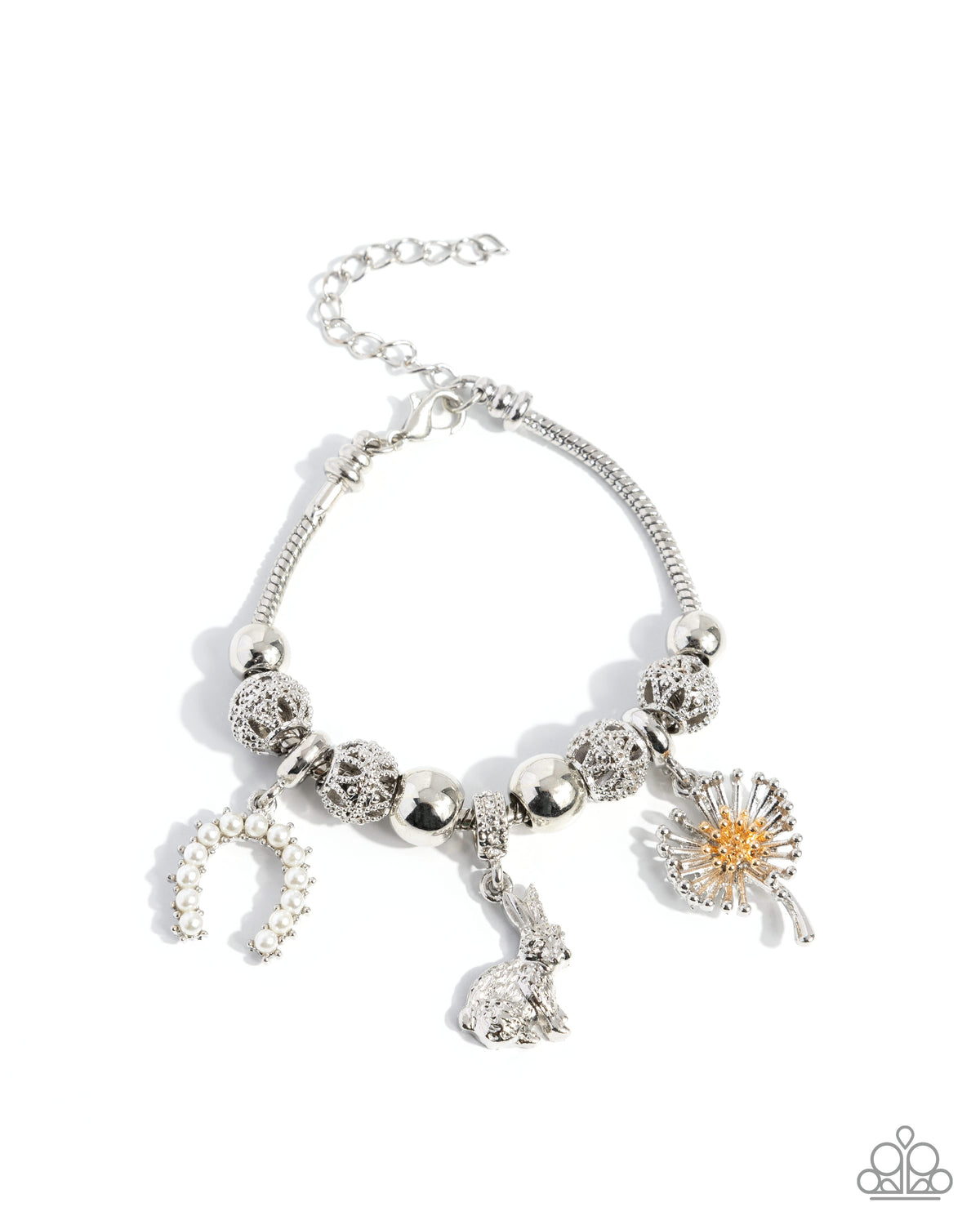 Graceful Godsend White Charm Bracelet - Paparazzi Accessories- lightbox - CarasShop.com - Paparazzi Jewelry by Cara Jewels