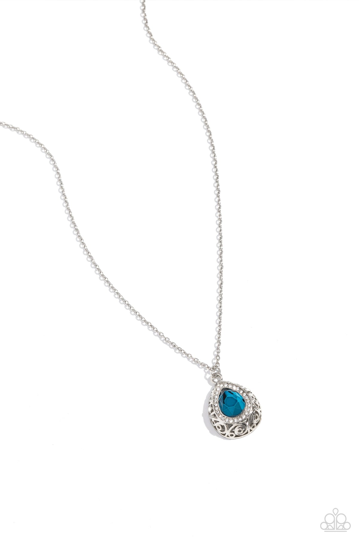 Gracefully Glamorous Blue Rhinestone Necklace - Paparazzi Accessories- lightbox - CarasShop.com - Paparazzi Jewelry by Cara Jewels