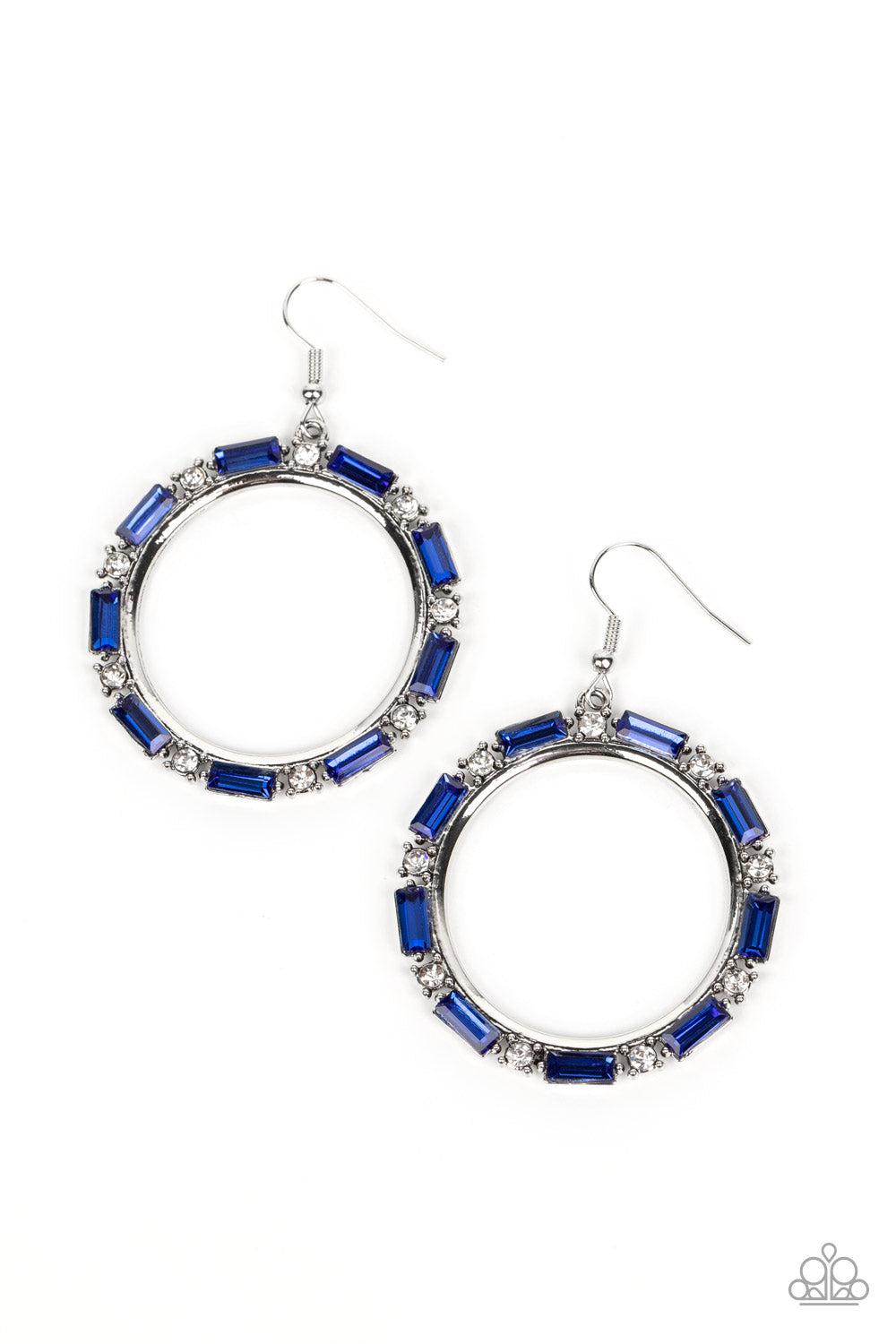 Gritty Glow Blue Rhinestone Earrings - Paparazzi Accessories- lightbox - CarasShop.com - Paparazzi Jewelry by Cara Jewels