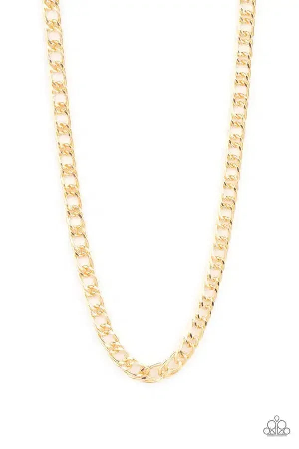 Ground Game Men's Gold Necklace - Paparazzi Accessories- lightbox - CarasShop.com - Paparazzi Jewelry by Cara Jewels