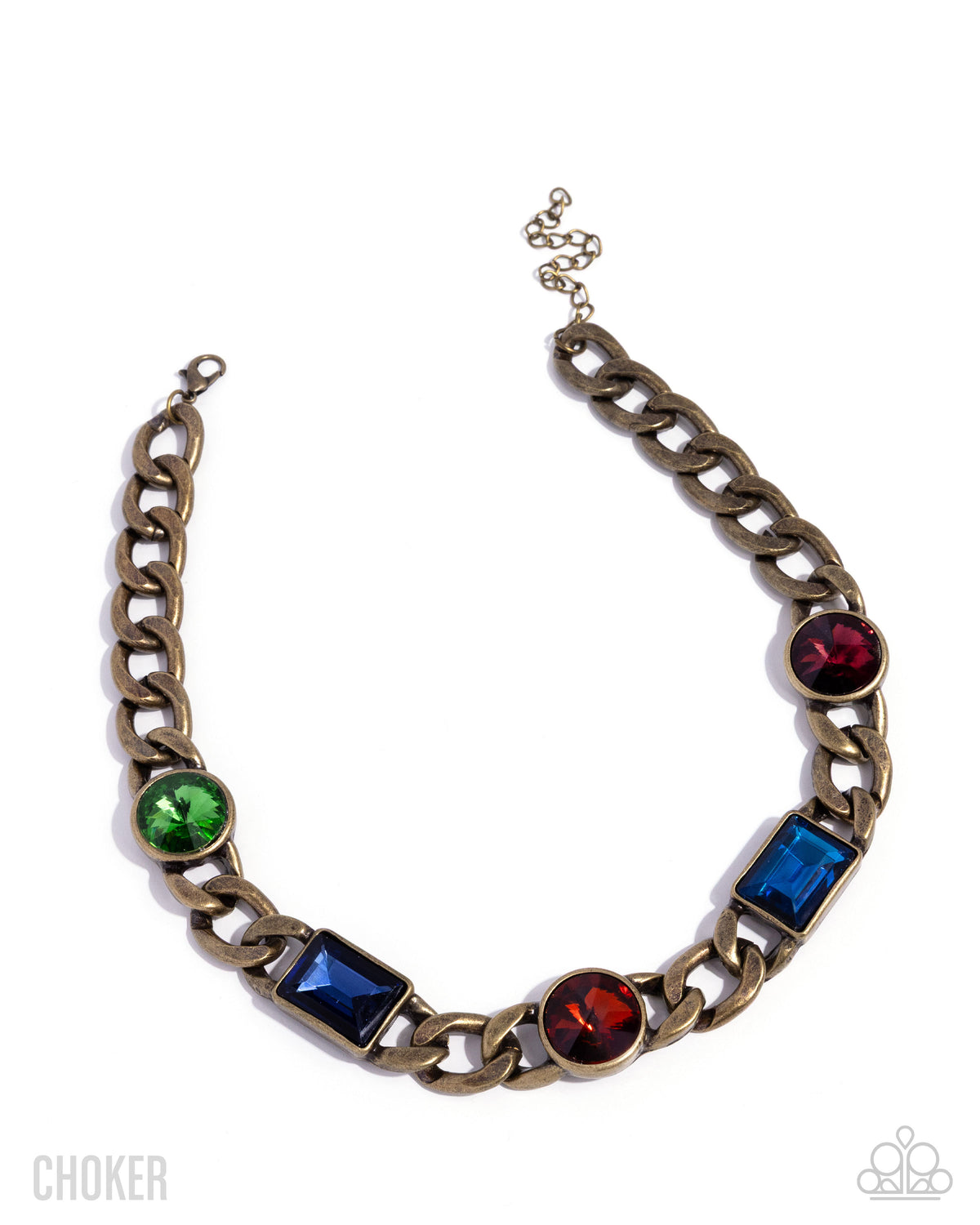 Groundbreaking Glitter Brass & Multi Gem Necklace - Paparazzi Accessories- lightbox - CarasShop.com - Paparazzi Jewelry by Cara Jewels