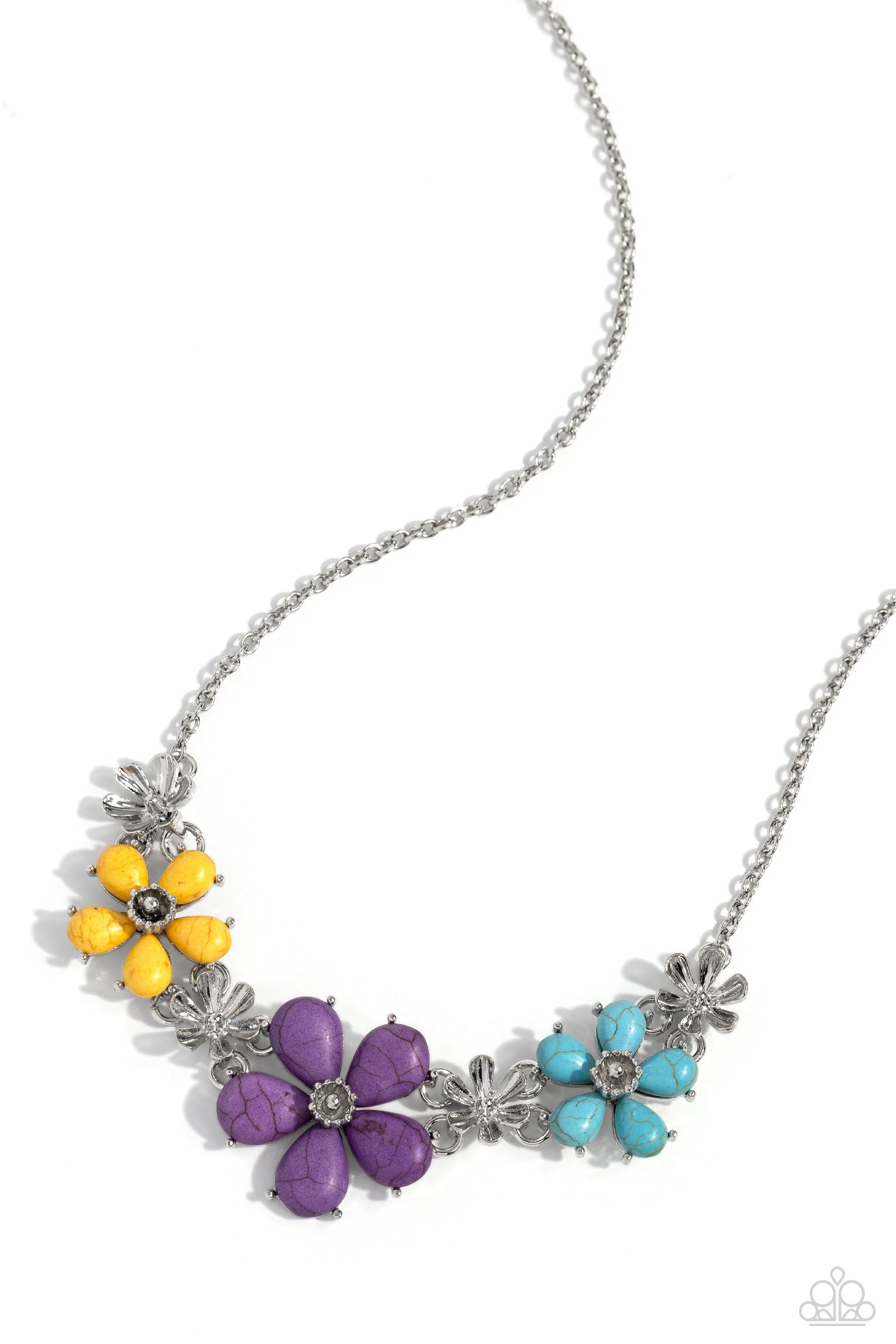 Growing Garland Purple & Multi Stone Floral Necklace - Paparazzi Accessories- lightbox - CarasShop.com - Paparazzi Jewelry by Cara Jewels