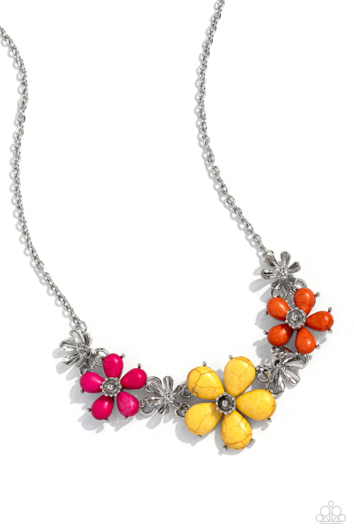 Growing Garland Yellow & Multi Stone Flower Necklace - Paparazzi Accessories- lightbox - CarasShop.com - Paparazzi Jewelry by Cara Jewels