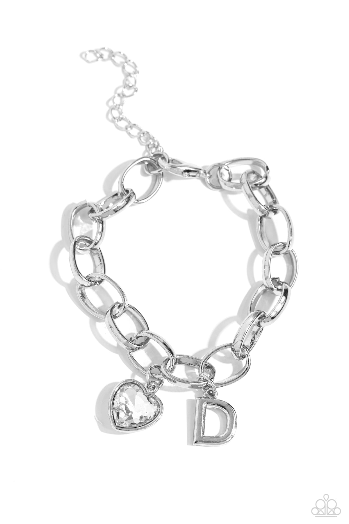 Guess Now It's INITIAL - D White Bracelet - Paparazzi Accessories- lightbox - CarasShop.com - Paparazzi Jewelry by Cara Jewels