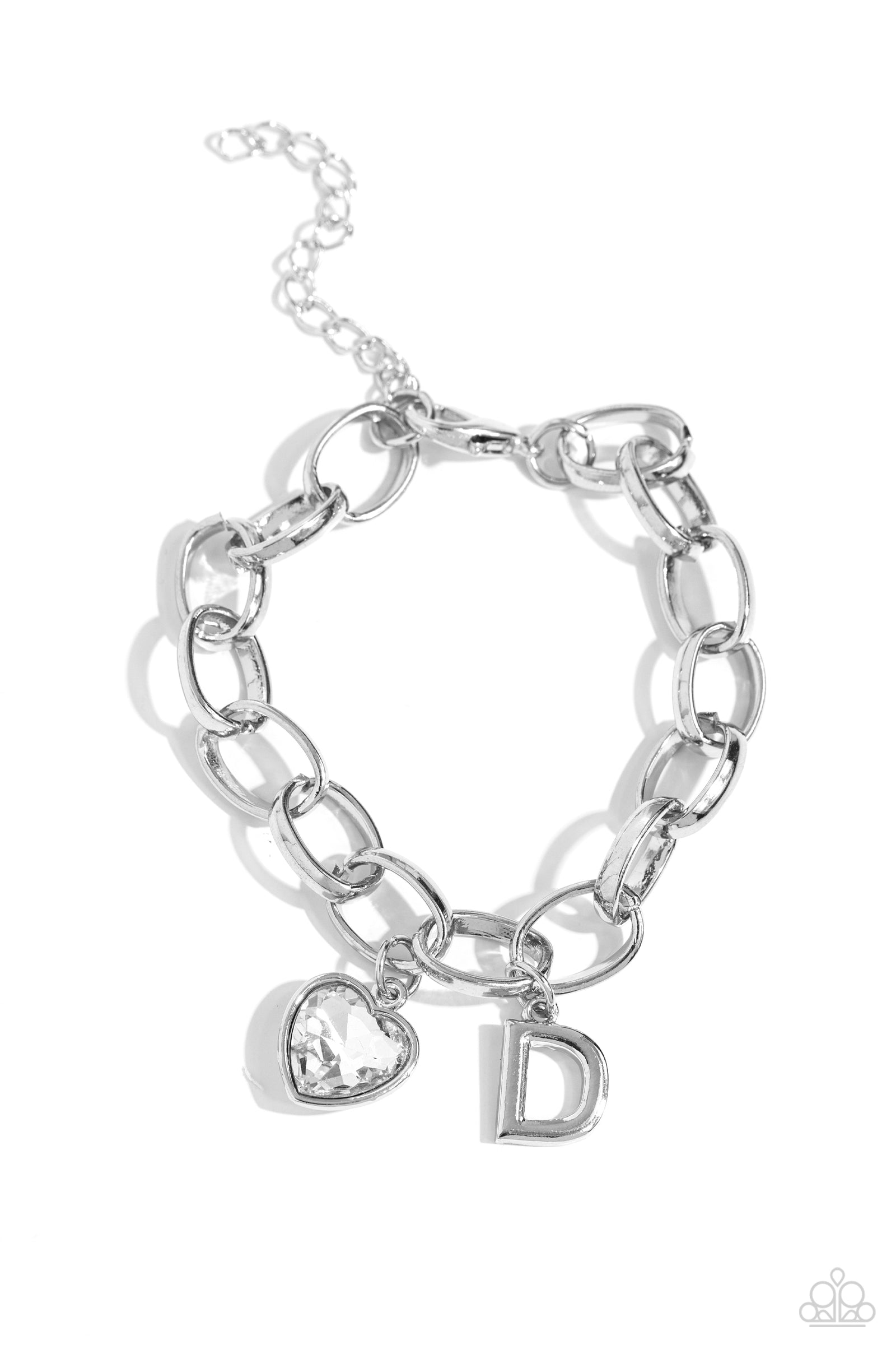 Guess Now It's INITIAL - D White Bracelet - Paparazzi Accessories- lightbox - CarasShop.com - Paparazzi Jewelry by Cara Jewels