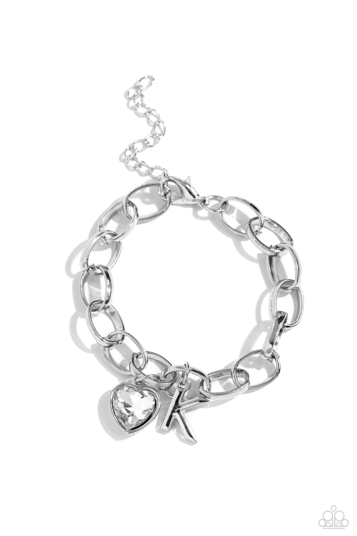Guess Now It's INITIAL - K White Bracelet - Paparazzi Accessories- lightbox - CarasShop.com - Paparazzi Jewelry by Cara Jewels