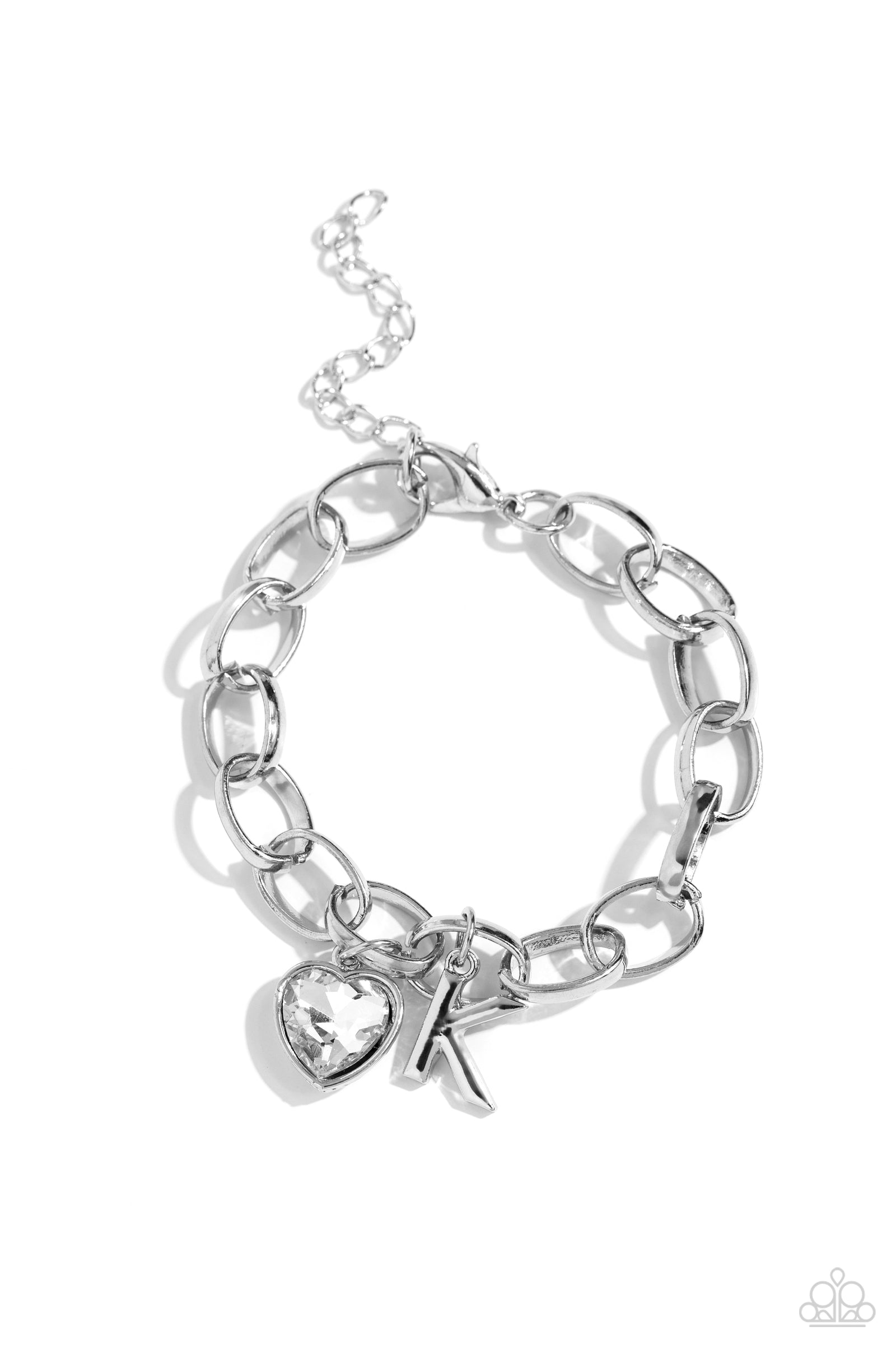 Guess Now It's INITIAL - K White Bracelet - Paparazzi Accessories- lightbox - CarasShop.com - Paparazzi Jewelry by Cara Jewels