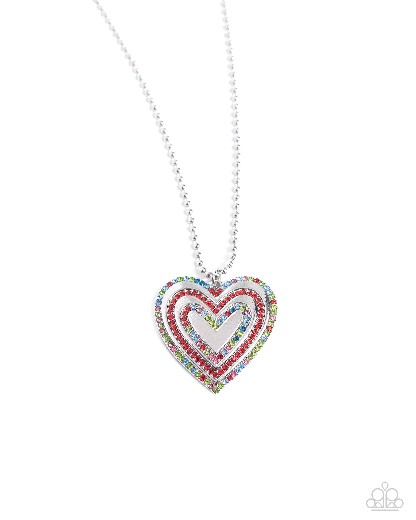 Hallucinatory Hearts Red Rhinestone Necklace - Paparazzi Accessories- lightbox - CarasShop.com - Paparazzi Jewelry by Cara Jewels