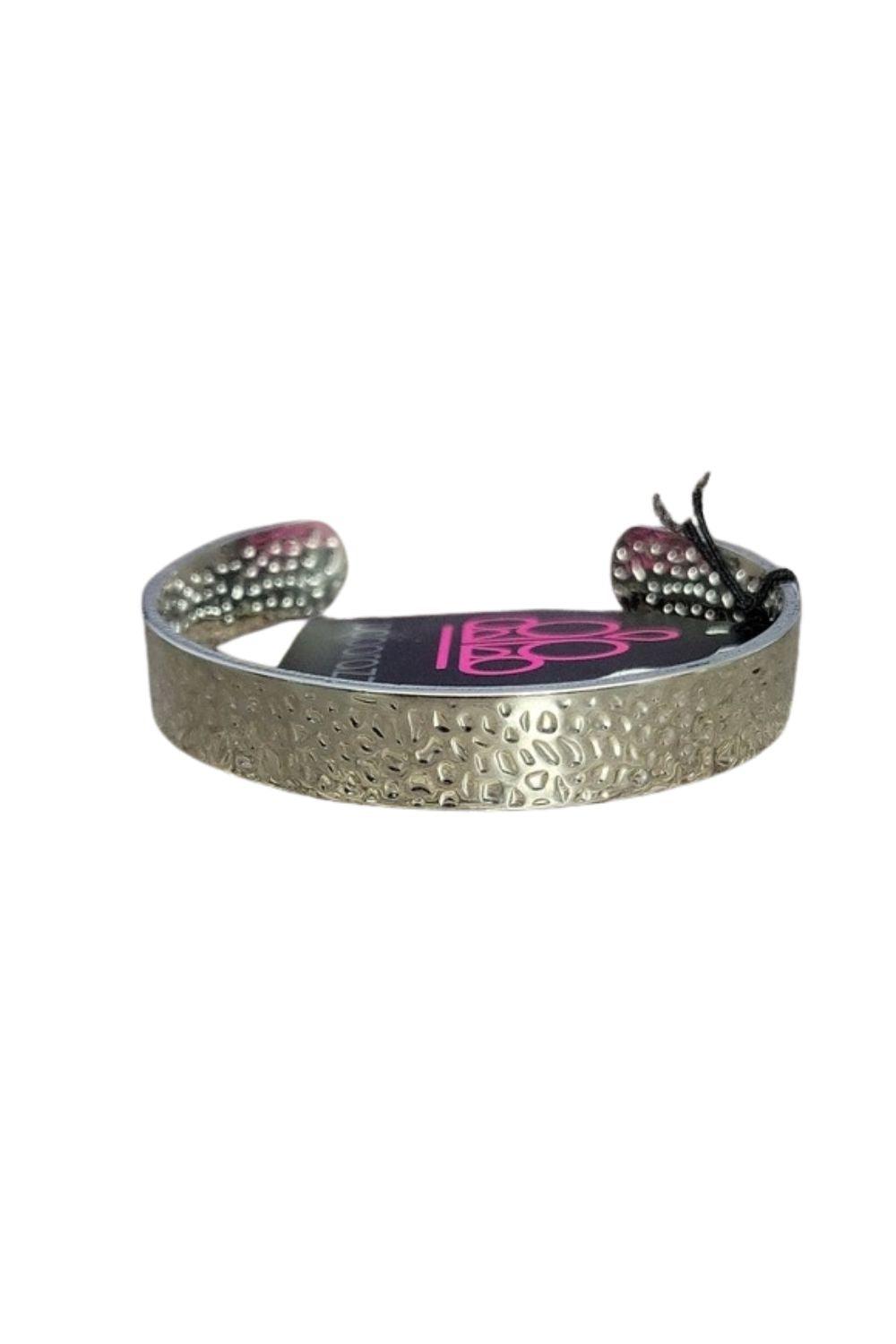 Hammer Away Silver Cuff Bracelet - Paparazzi Accessories- on model - CarasShop.com - Paparazzi Jewelry by Cara Jewels