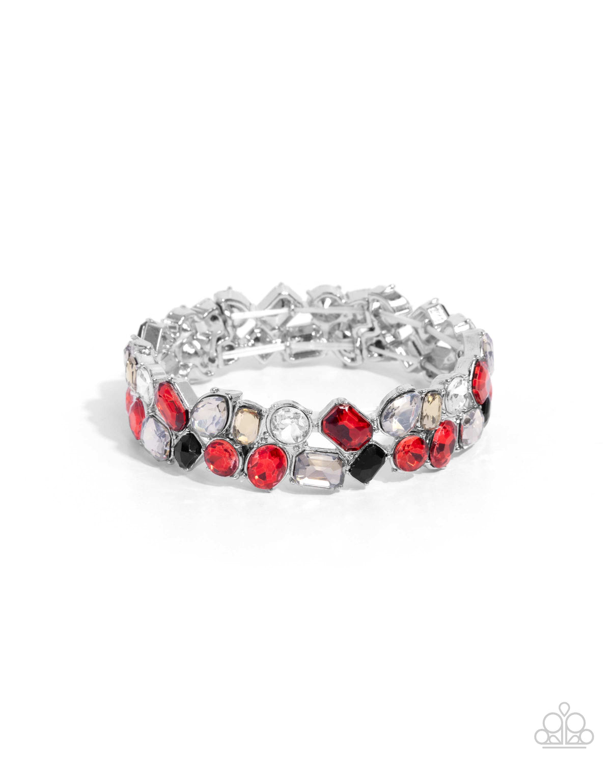 Handcrafted Haven Red, Black & White Rhinestone Bracelet - Paparazzi Accessories- lightbox - CarasShop.com - Paparazzi Jewelry by Cara Jewels