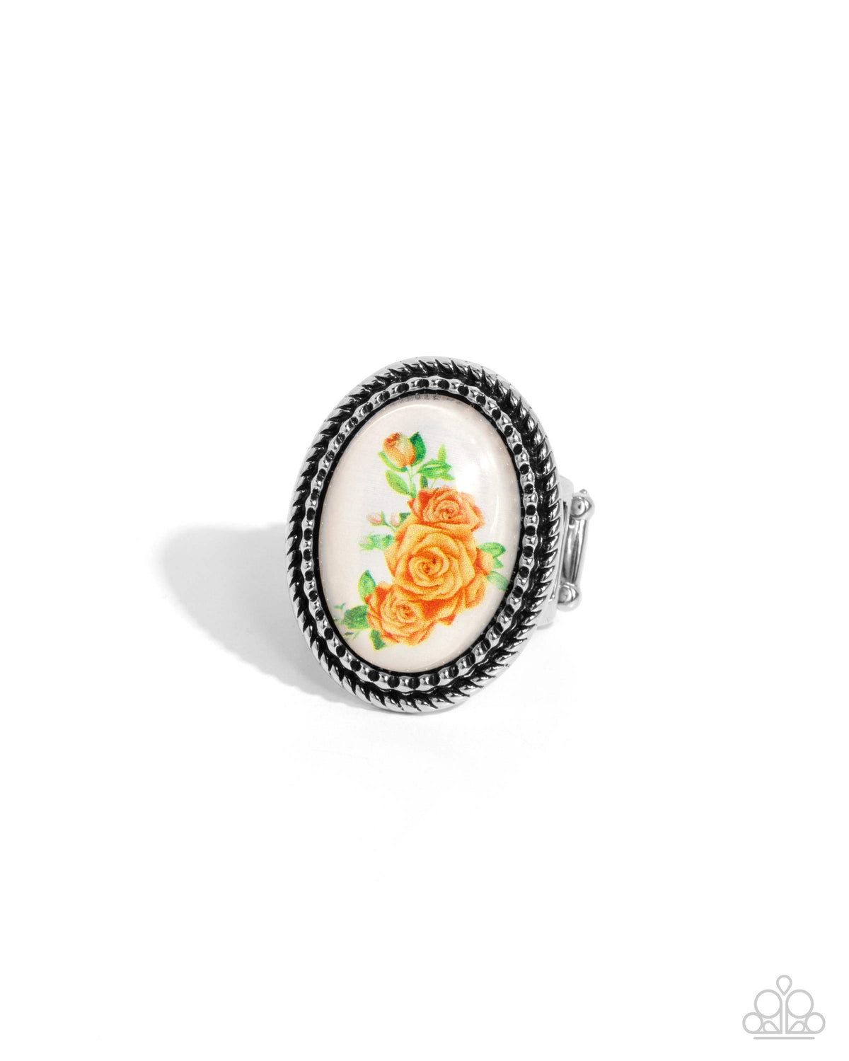 Handmade Heaven Orange Floral Ring - Paparazzi Accessories- lightbox - CarasShop.com - Paparazzi Jewelry by Cara Jewels