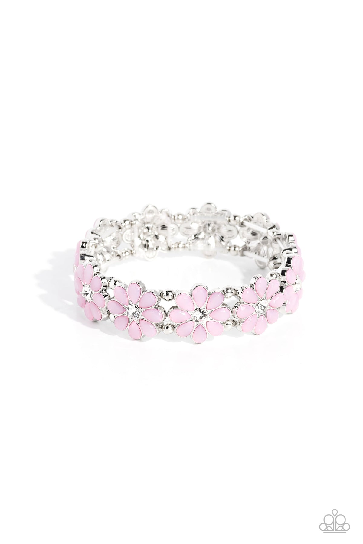 Hawaiian Holiday Pink Flower Bracelet - Paparazzi Accessories- lightbox - CarasShop.com - Paparazzi Jewelry by Cara Jewels