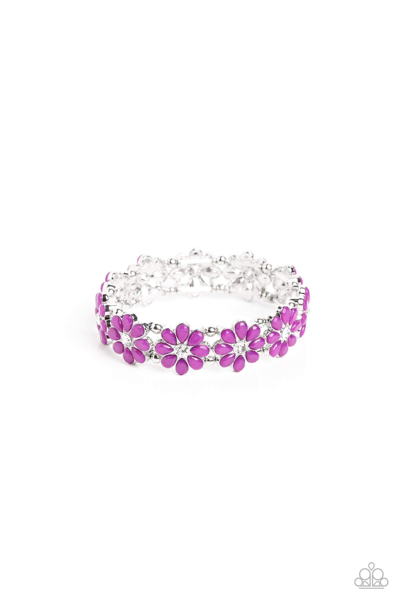 Hawaiian Holiday Purple Flower Bracelet - Paparazzi Accessories- lightbox - CarasShop.com - Paparazzi Jewelry by Cara Jewels