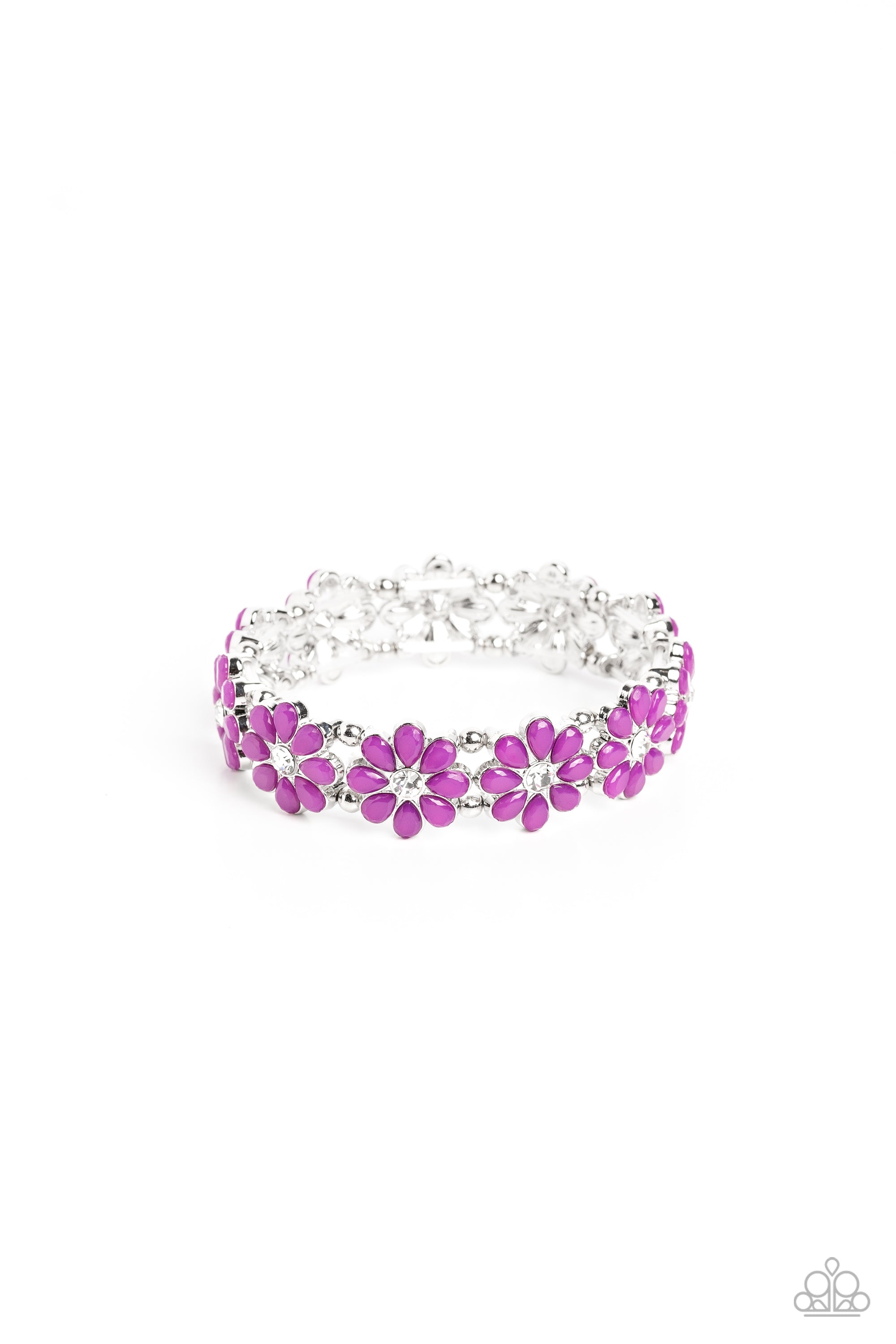 Hawaiian Holiday Purple Flower Bracelet - Paparazzi Accessories- lightbox - CarasShop.com - Paparazzi Jewelry by Cara Jewels