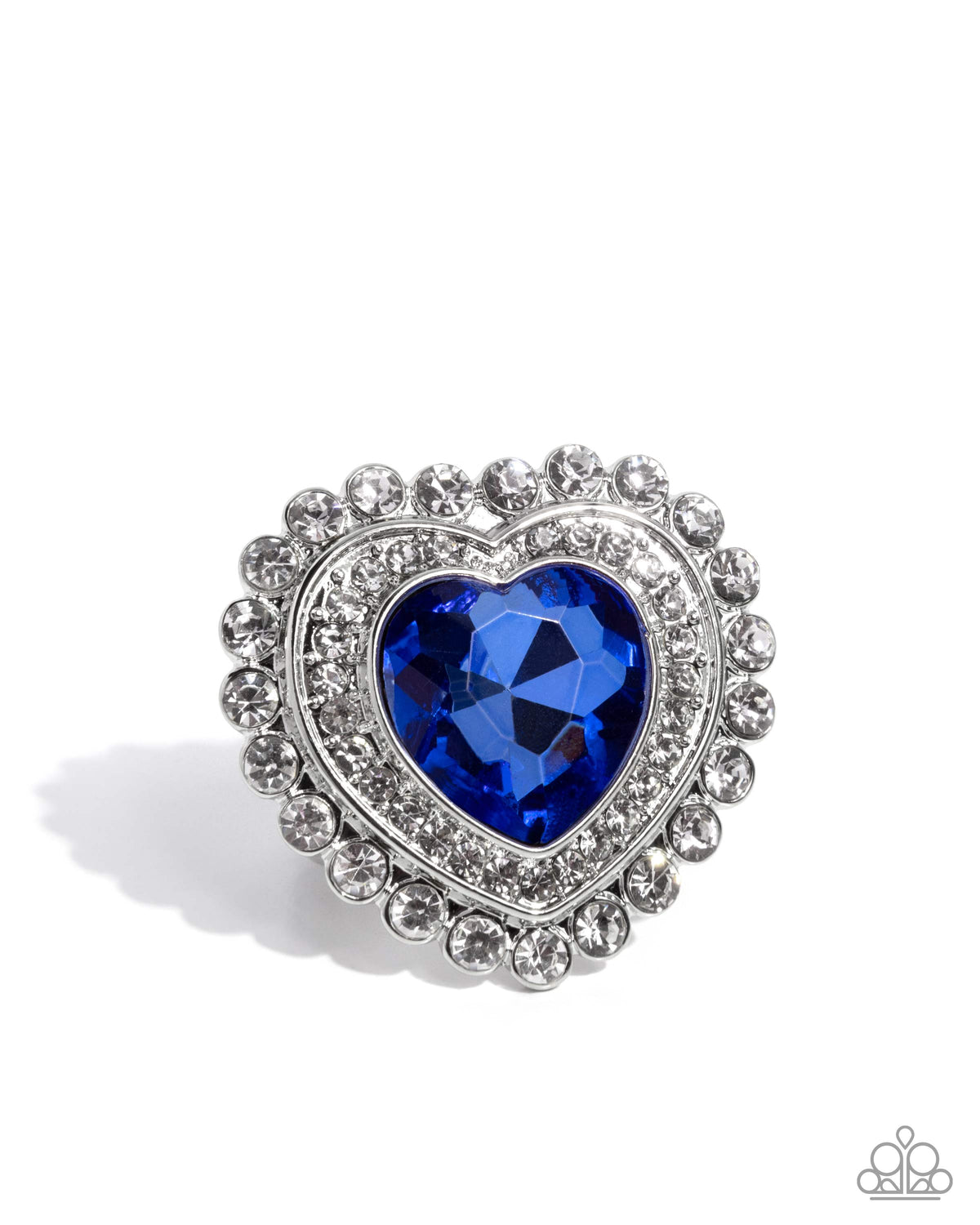 Head Over HEART Blue Rhinestone Ring - Paparazzi Accessories- lightbox - CarasShop.com - Paparazzi Jewelry by Cara Jewels