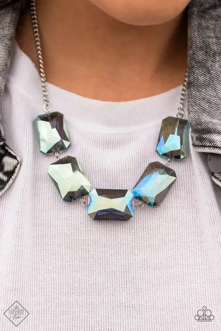 Heard it On the HEIR Waves Blue Necklace - Paparazzi Accessories- on model - CarasShop.com - Paparazzi Jewelry by Cara Jewels
