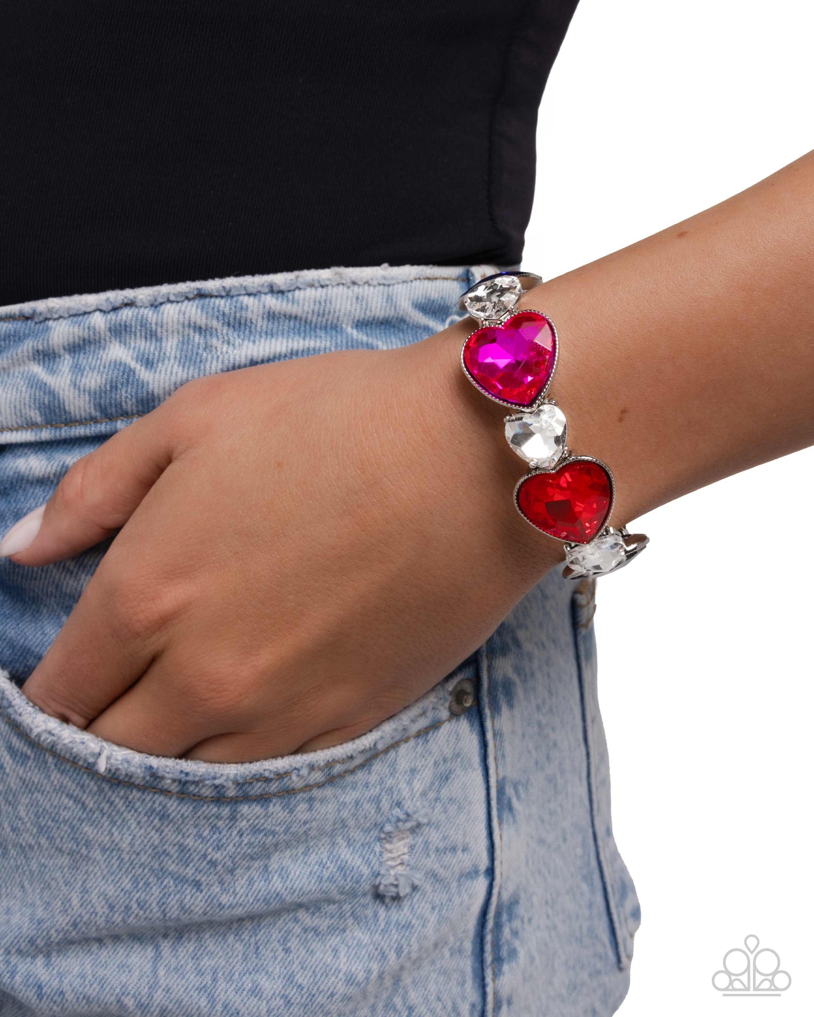 Heart Habit Multi Gem Heart Bracelet - Paparazzi Accessories- lightbox - CarasShop.com - Paparazzi Jewelry by Cara Jewels