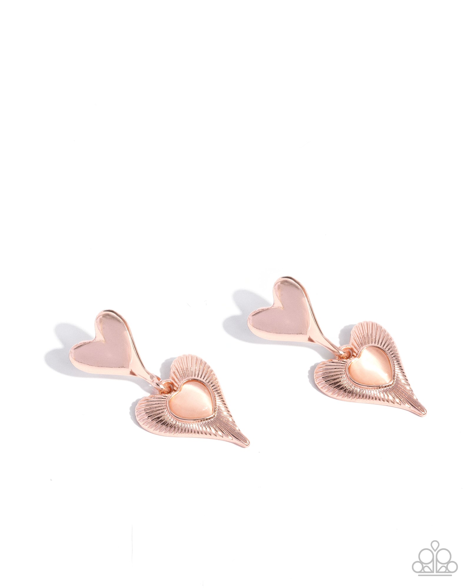 Heart Habitat Rose Gold & Cat's Eye Earrings - Paparazzi Accessories- lightbox - CarasShop.com - Paparazzi Jewelry by Cara Jewels