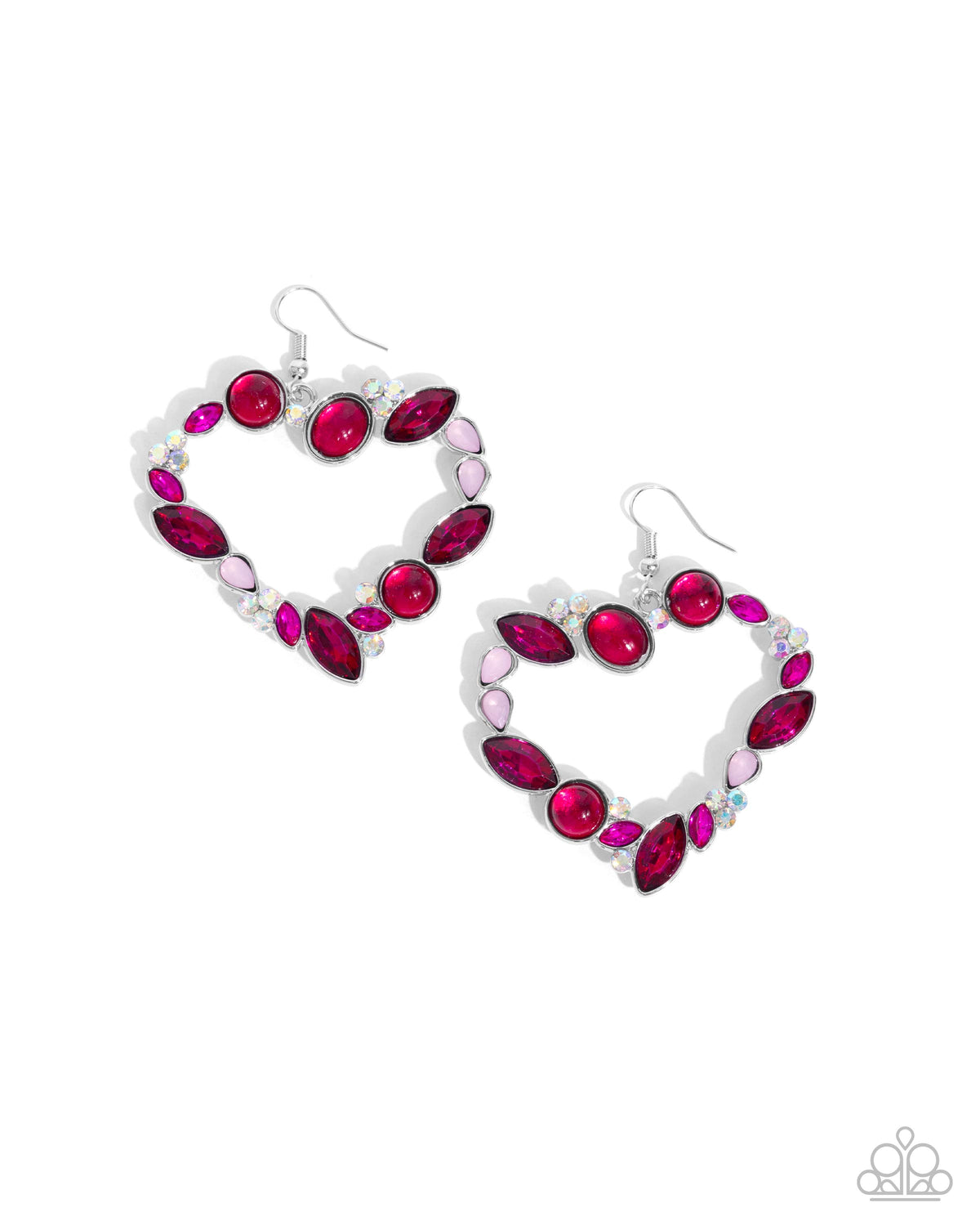 Heart Hierarchy Pink Rhinestone Earrings - Paparazzi Accessories- lightbox - CarasShop.com - Paparazzi Jewelry by Cara Jewels
