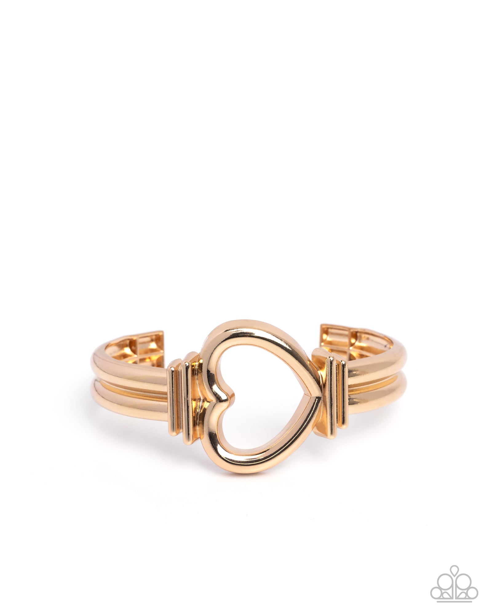 Heart Horizon Gold Cuff Bracelet - Paparazzi Accessories- lightbox - CarasShop.com - Paparazzi Jewelry by Cara Jewels