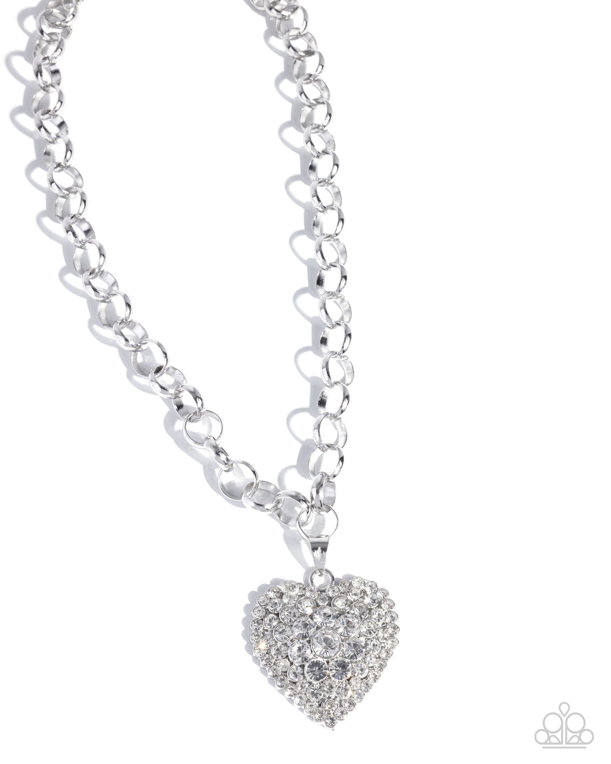Heartfelt Havana White Rhinestone Heart Necklace - Paparazzi Accessories- lightbox - CarasShop.com - Paparazzi Jewelry by Cara Jewels