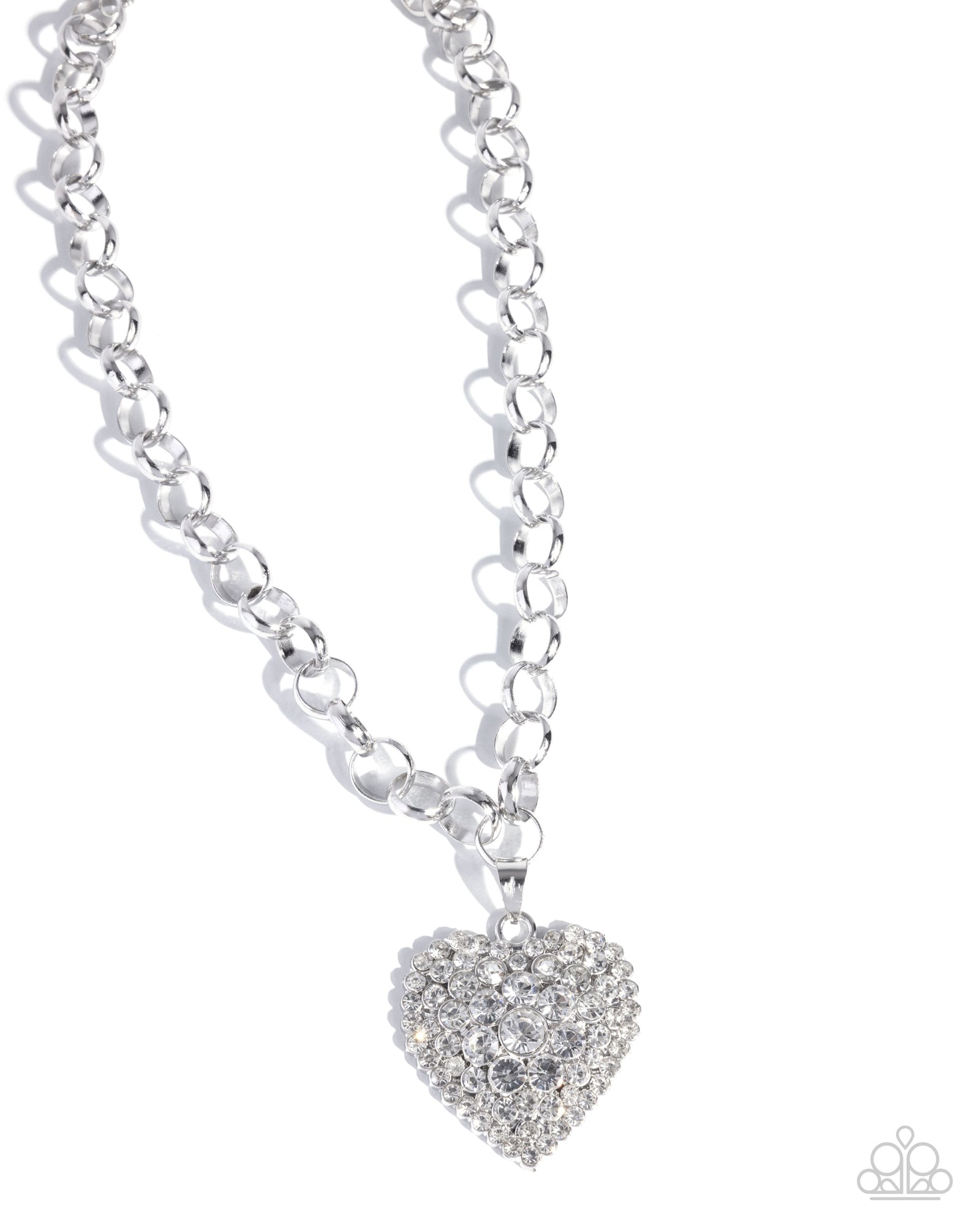 Heartfelt Havana White Rhinestone Heart Necklace - Paparazzi Accessories- lightbox - CarasShop.com - Paparazzi Jewelry by Cara Jewels