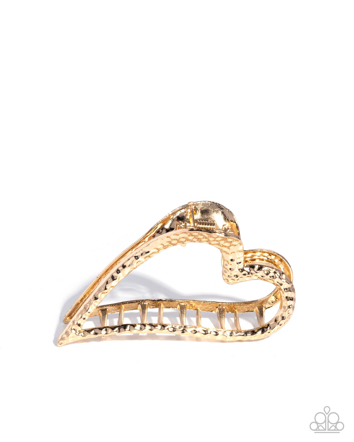 Heartfelt Hint Gold Heart Hair Claw Clip - Paparazzi Accessories- lightbox - CarasShop.com - Paparazzi Jewelry by Cara Jewels