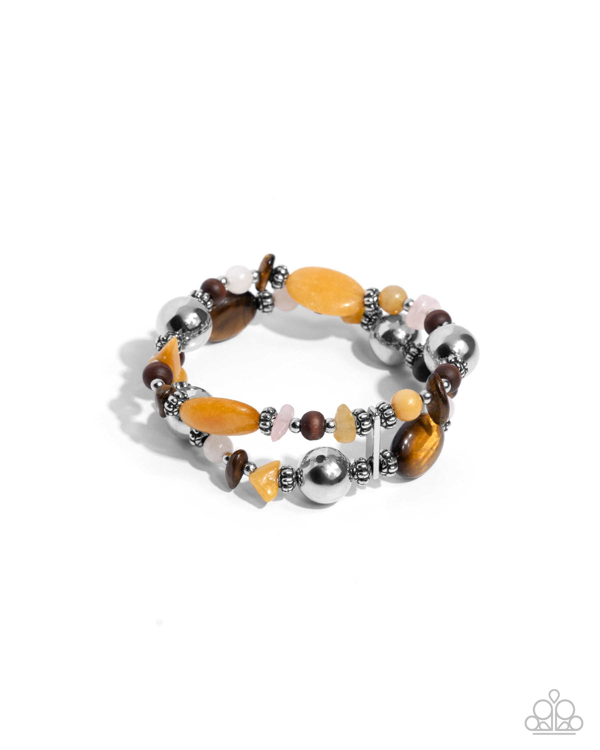 Heroic Harmony Yellow & Tigers Eye Stone Bracelet - Paparazzi Accessories- lightbox - CarasShop.com - Paparazzi Jewelry by Cara Jewels