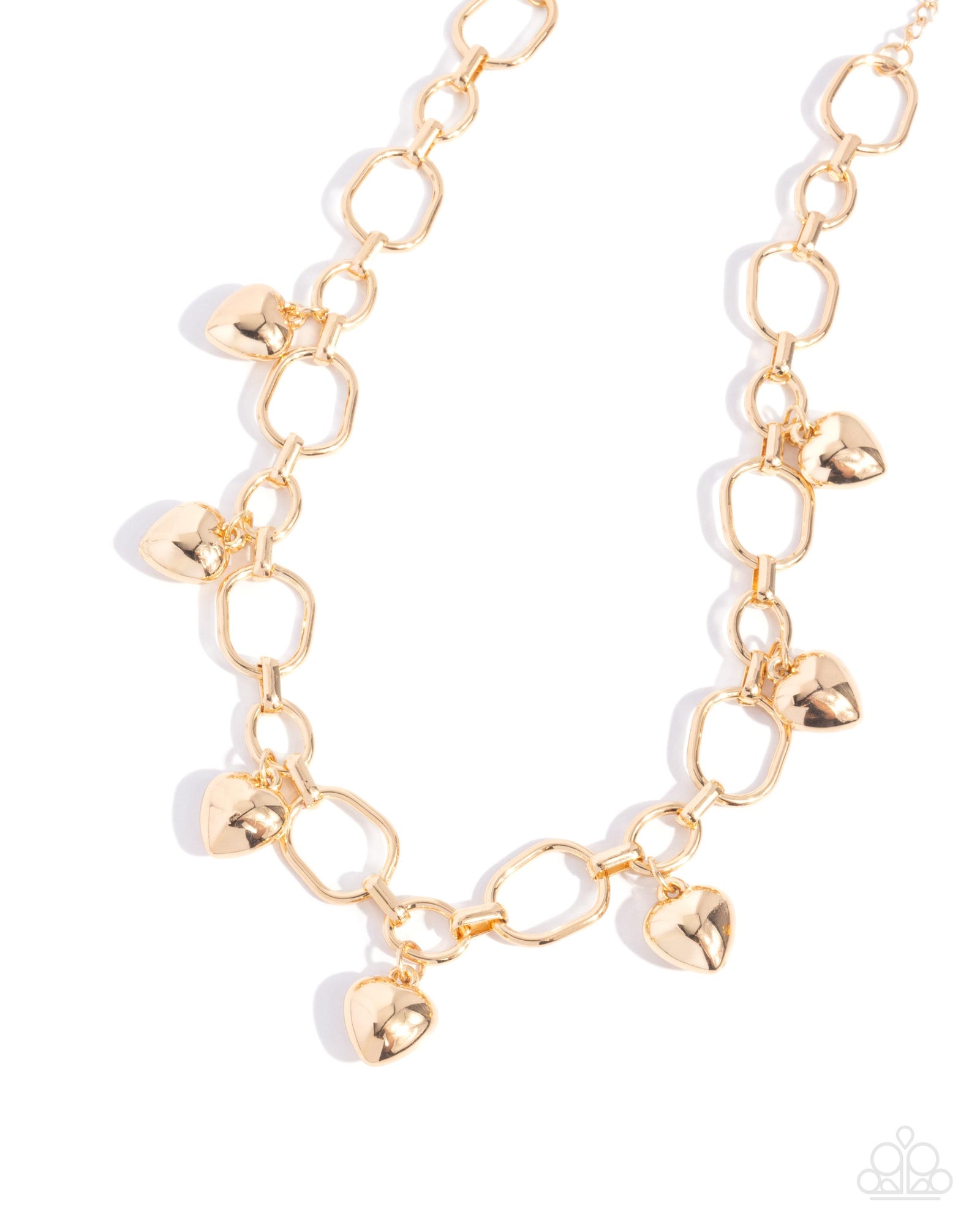 Hey Lover Gold Heart Necklace - Paparazzi Accessories- lightbox - CarasShop.com - Paparazzi Jewelry by Cara Jewels