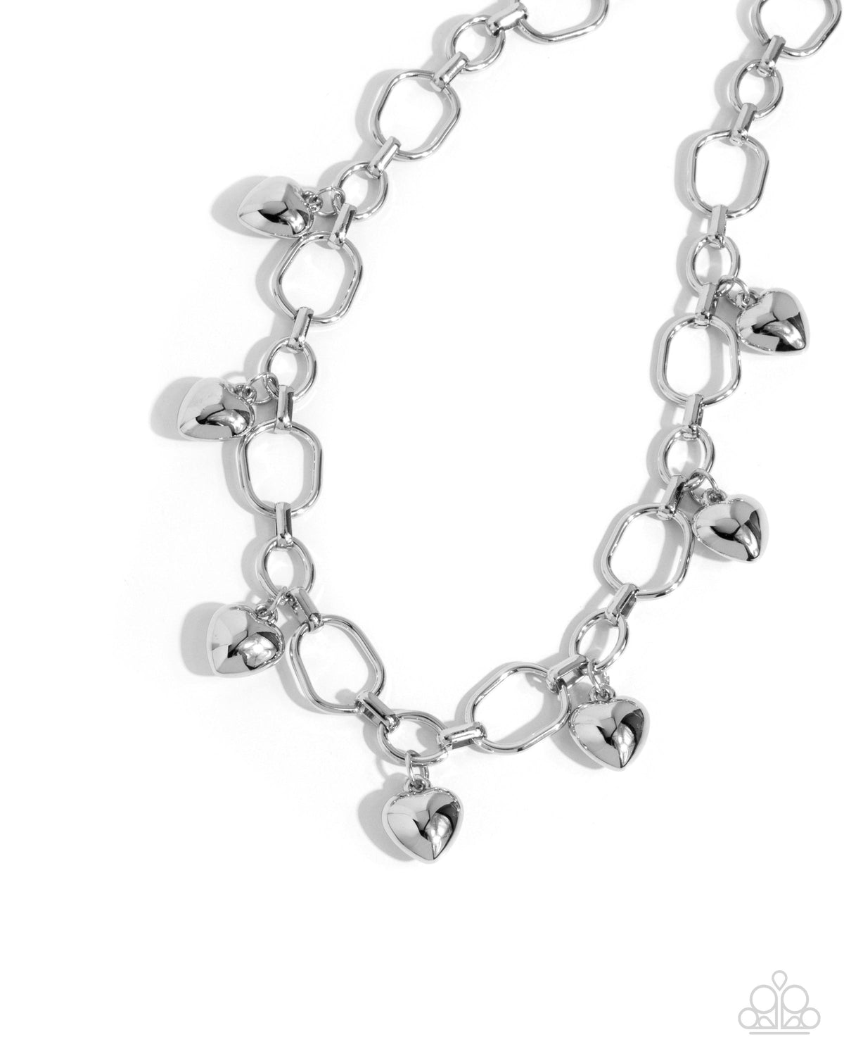 Hey Lover Silver Heart Necklace - Paparazzi Accessories- lightbox - CarasShop.com - Paparazzi Jewelry by Cara Jewels
