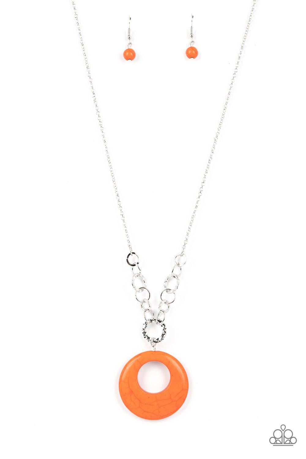 Hidden Dune Orange Stone Necklace - Paparazzi Accessories- lightbox - CarasShop.com - Paparazzi Jewelry by Cara Jewels