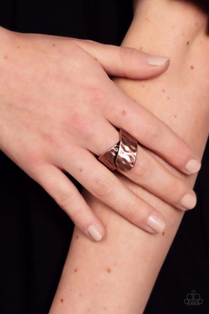 Hidden Troves Copper Ring - Paparazzi Accessories- on model - CarasShop.com - Paparazzi Jewelry by Cara Jewels