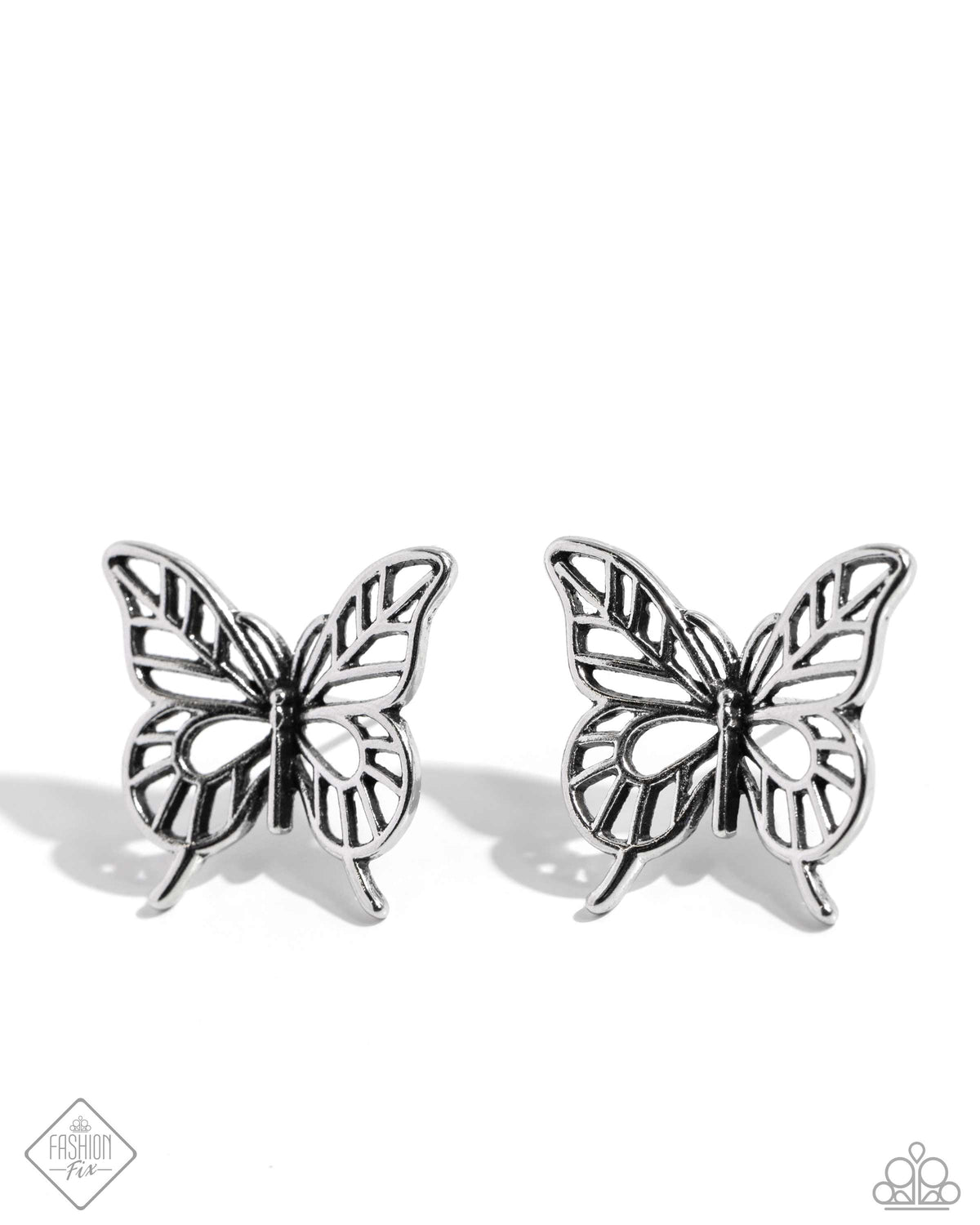 High and FLIGHTY Silver Butterfly Earrings - Paparazzi Accessories- lightbox - CarasShop.com - Paparazzi Jewelry by Cara Jewels