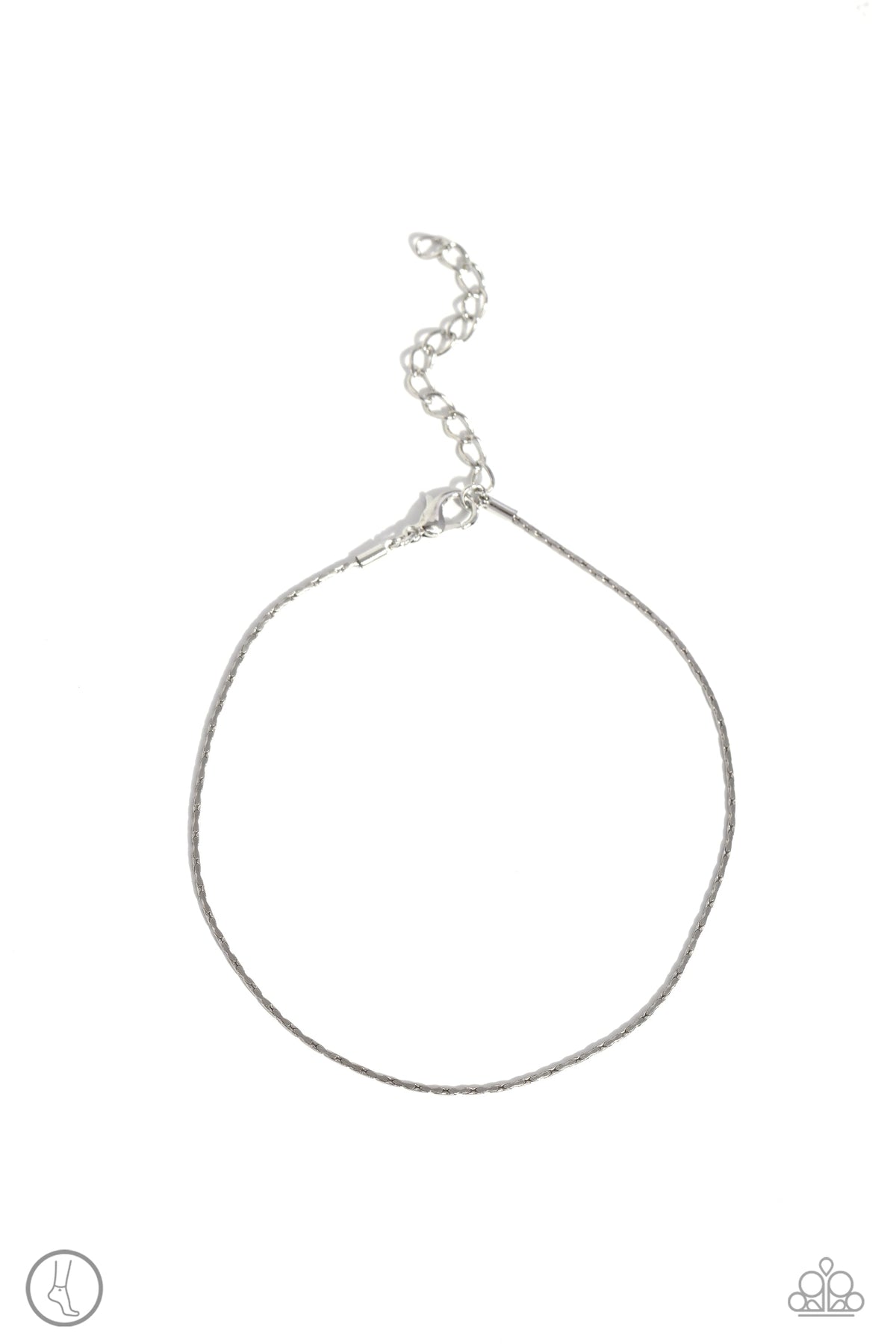 High-Tech Texture Silver Anklet - Paparazzi Accessories- lightbox - CarasShop.com - Paparazzi Jewelry by Cara Jewels